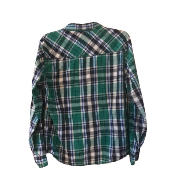 Extreme Couture Plaid Long Sleeve Button Down Shirt Skater Size Large - Picture 5 of 5